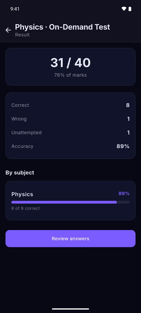 Mantrana Learn: Score and accuracy the moment you submit