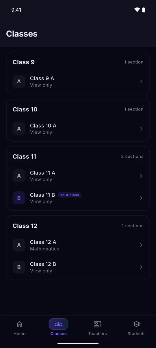 Mantrana Teach: All your classes and sections